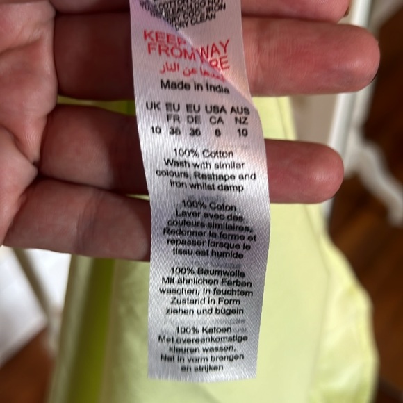 Nasty Gal Yellow/Green Spaghetti Strap Open Back Mini Cotton Sundress NWT - US 6 - Picture 12 of 12